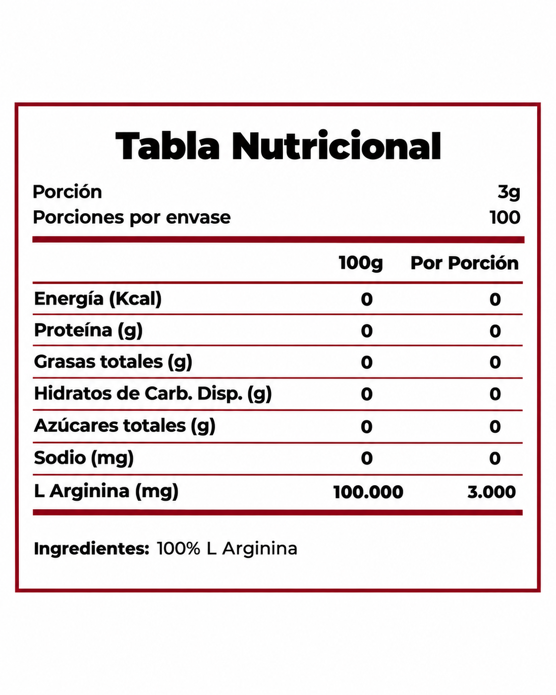 L-Arginina 300g 100 servicios